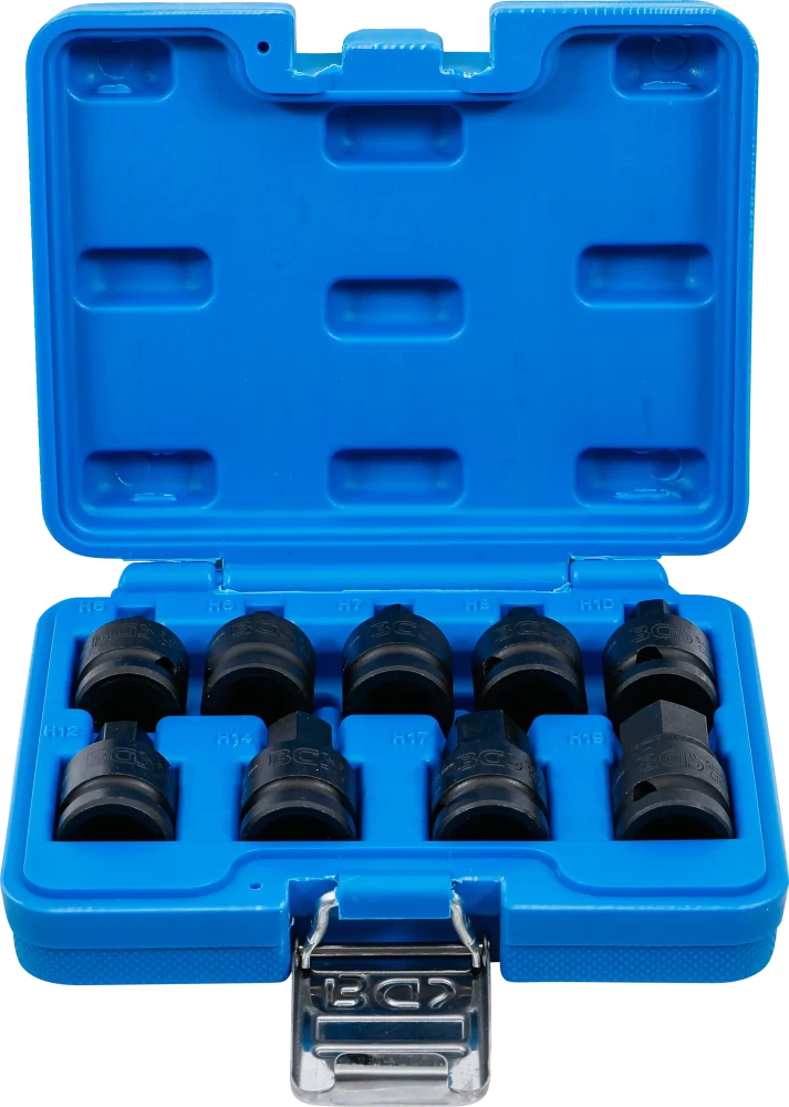 Kraft-Bit-Einsatz-Satz, Antrieb Innenvierkant 12,5 mm (1/2"), Innensechskant 5 - 19 mm, 9-tlg.