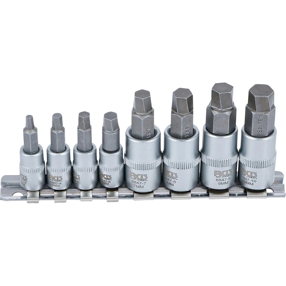 Schraubenausdreher-Satz, Antrieb Innenvierkant 6,3 mm (1/4") / 10 mm (3/8"), für defekten Innensechskant 3 - 10 mm, 8-tlg.