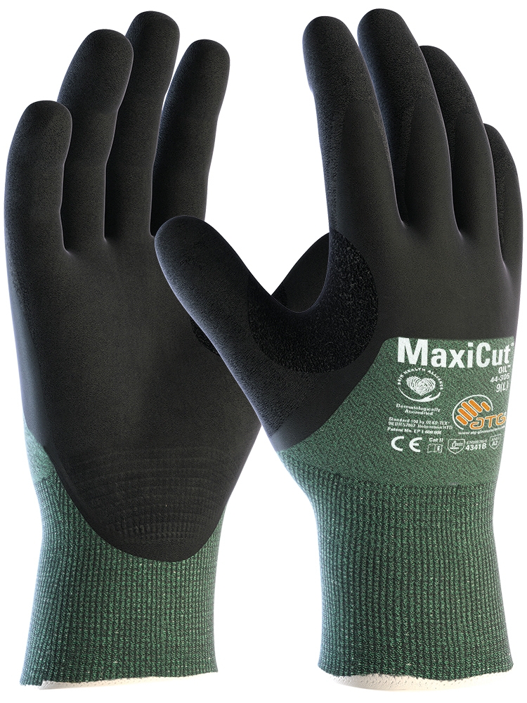 MaxiCut® Oil™ Schnittschutz-Strickhandschuhe (44-305) grün/schwarz