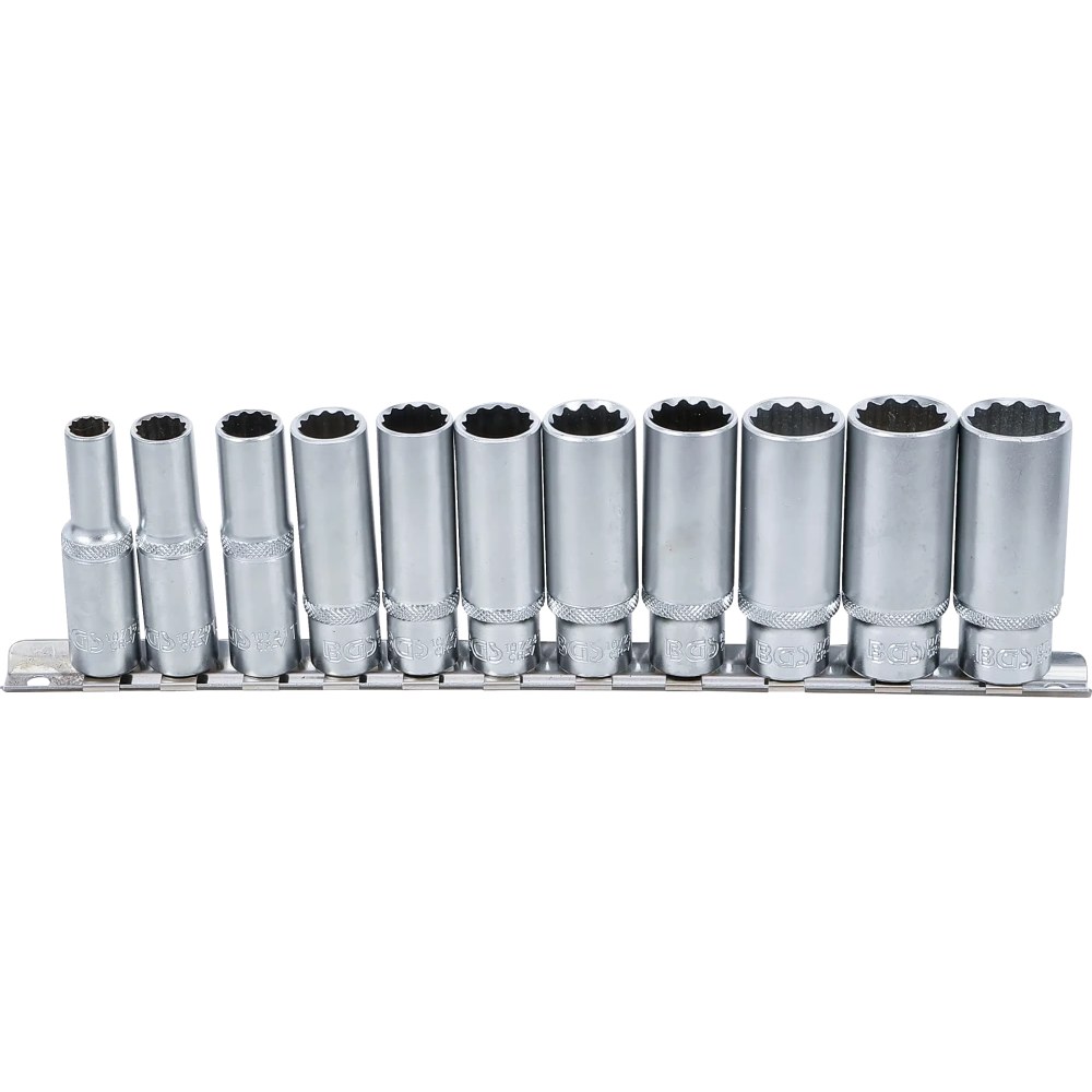 Steckschlüssel-Einsatz-Satz Zwölfkant, tief, Antrieb Innenvierkant 10 mm (3/8"), SW 8 - 19 mm, 11-tlg.