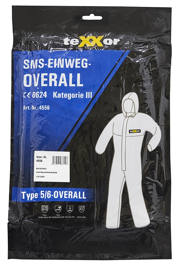 teXXor® SMS-Einweg-Overall Typ5/6 weiß