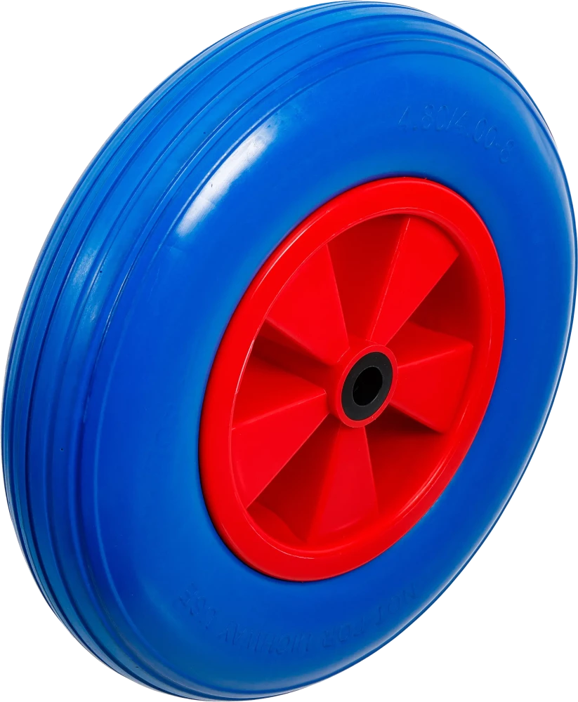Schubkarrenrad, PU, rot / blau, 400 mm