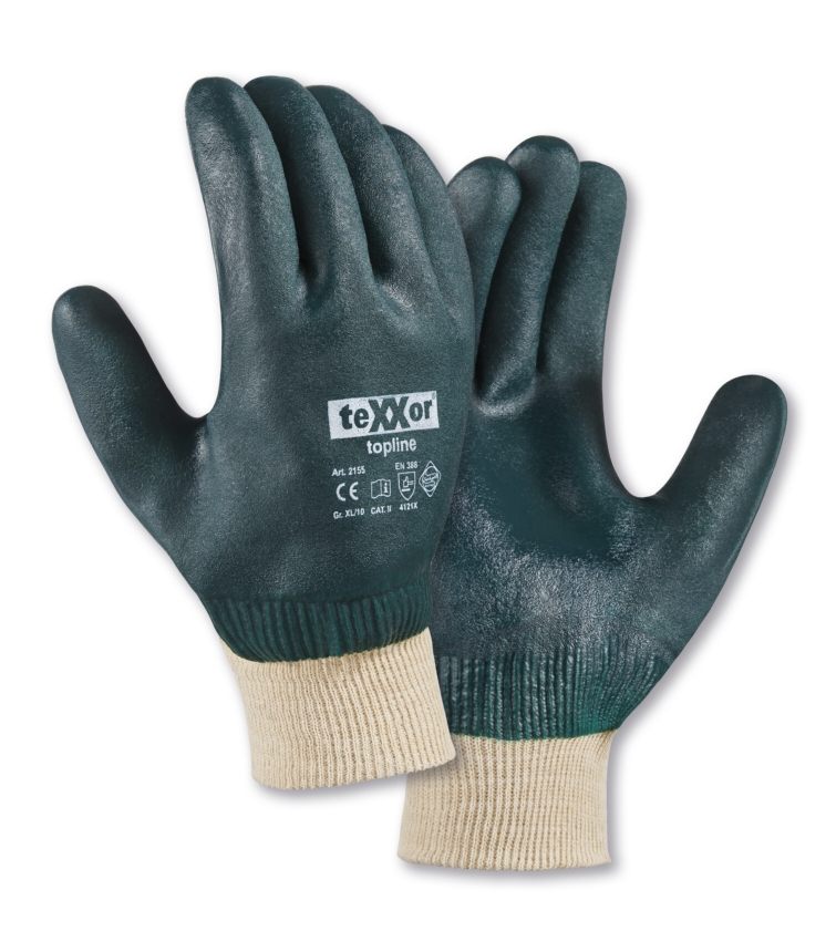 teXXor® PVC-Handschuhe GRÜN MIT STRICKBUND grün
