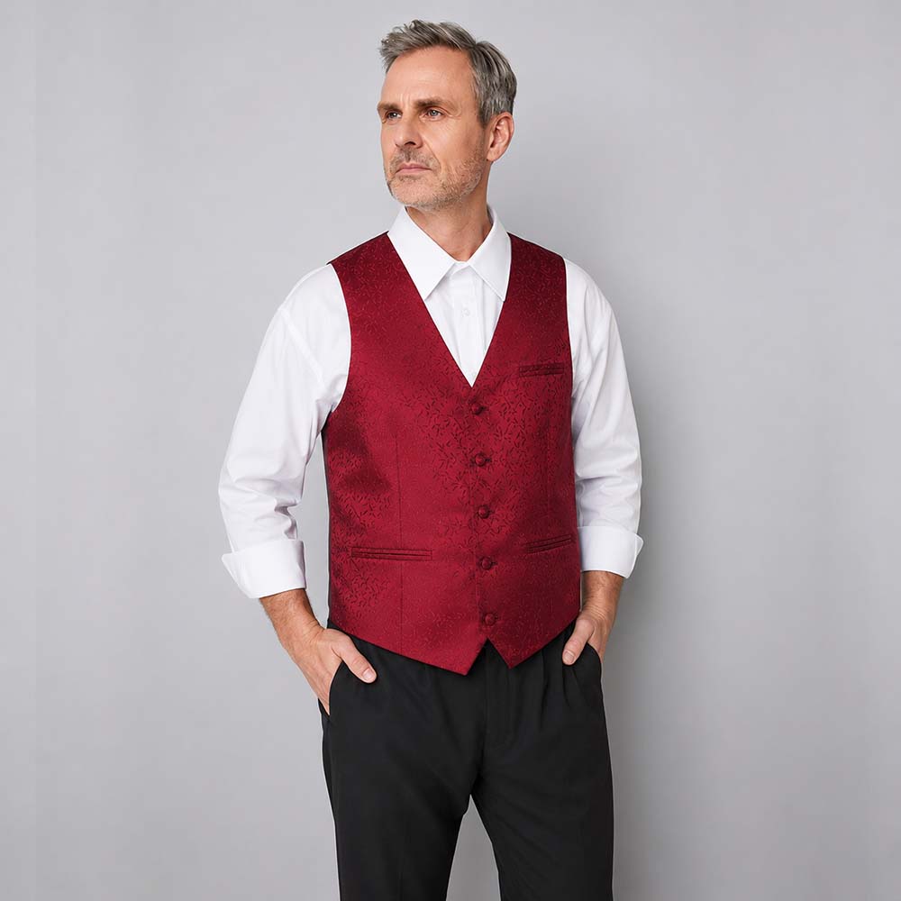 Herren Weste, rot floral