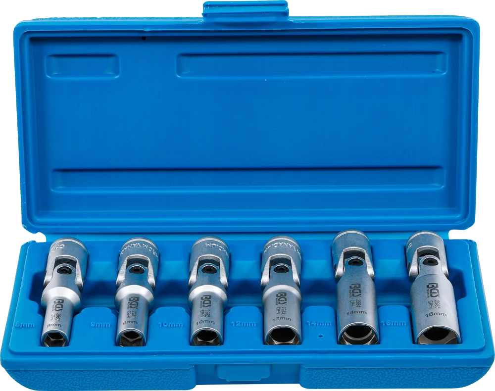 Universal Glühkerzen-Gelenkschlüssel-Satz, Sechskant, Antrieb Innenvierkant 10 mm (3/8"), SW 8 - 16 mm, 6-tlg.