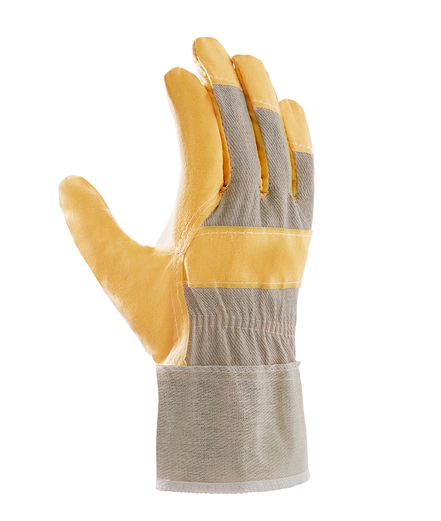 teXXor® Kunstleder-Handschuhe 88 PVWA-TOP Kunstleder gelb/Drell weiß