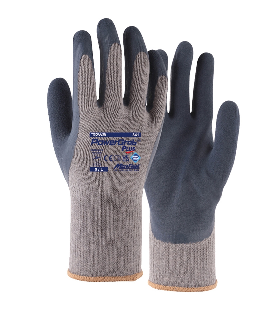 TOWA® Baumwoll-/Polyester-Strickhandschuhe PowerGrab® Plus grau/blau
