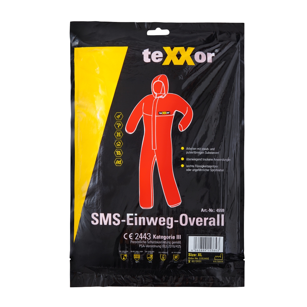 teXXor® SMS-Einweg-Overall Typ5/6 rot
