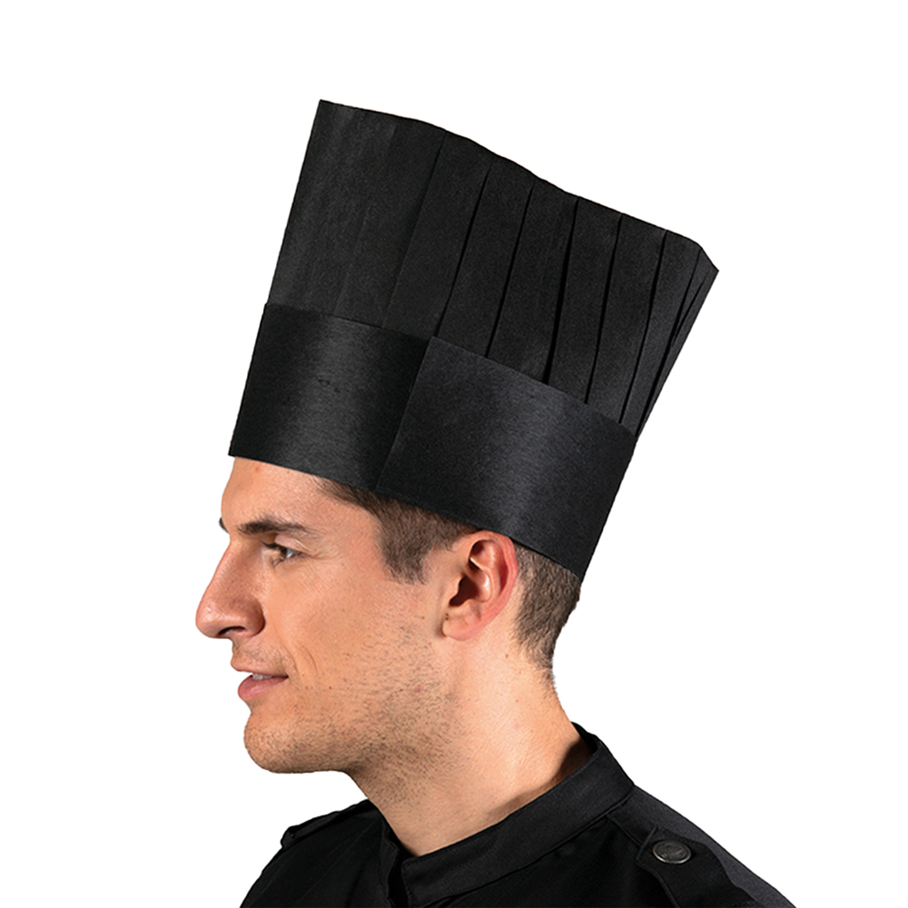 Einweg Papier-Kochmütze H 25 cm, schwarz, 10er Pack