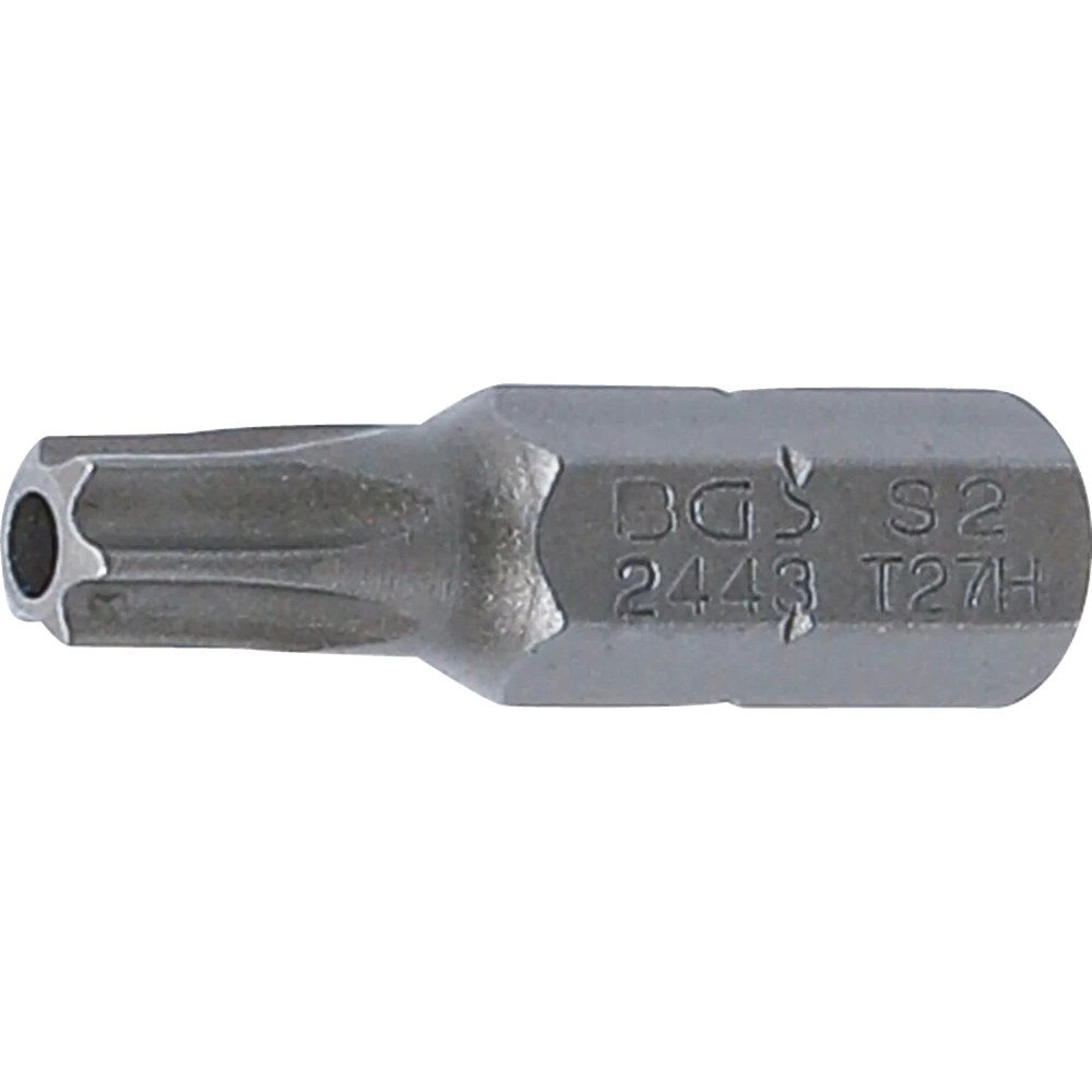 Bit, Länge 25 mm, Antrieb Außensechskant 6,3 mm (1/4"), T-Profil (für Torx) mit Bohrung T27