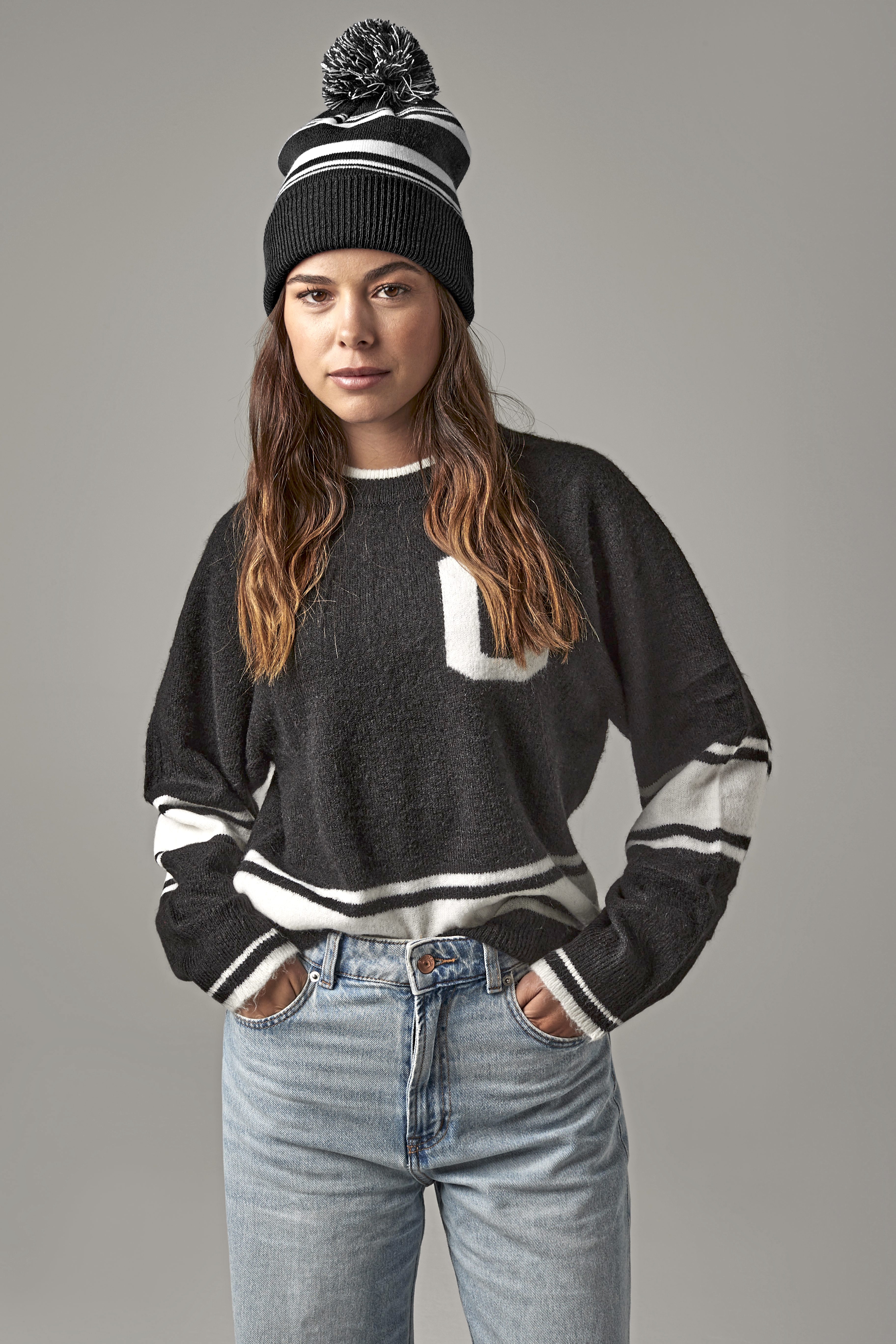 Striped Fan Beanie
