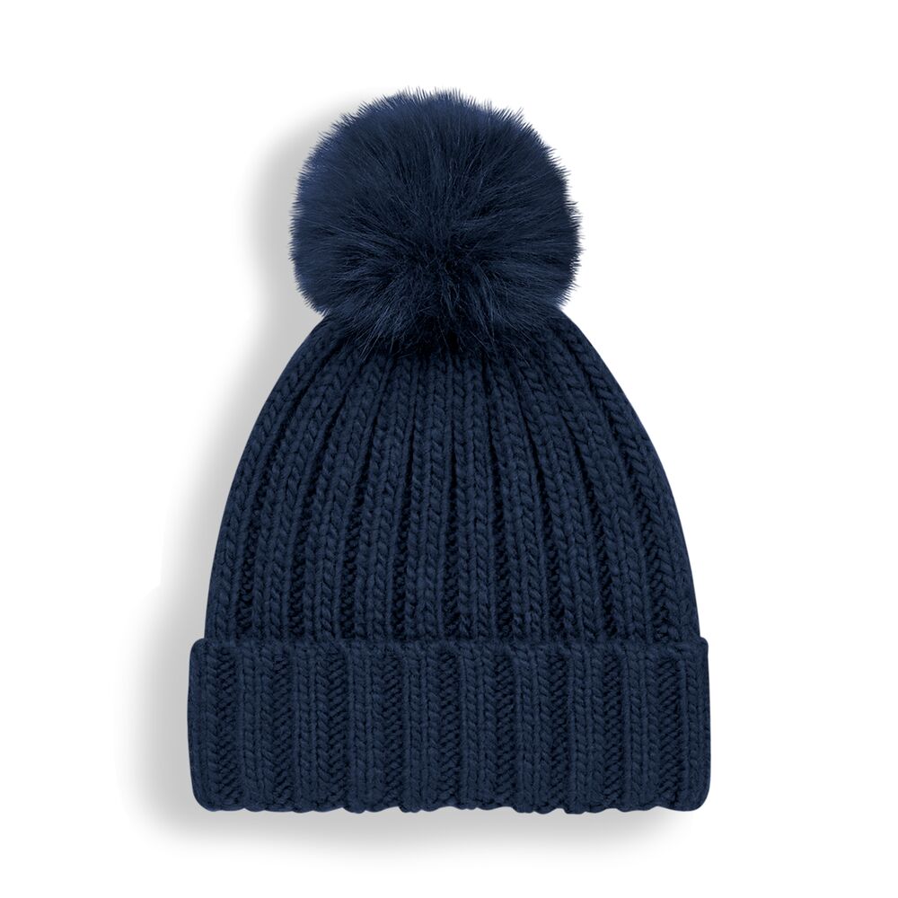 Verbier Faux Fur Pop Pom Chunky Beanie