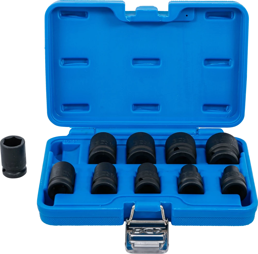 Kraft-Steckschlüssel-Einsatz-Satz Sechskant, Antrieb Innenvierkant 12,5 mm (1/2"), SW 3/8 - 15/16", Zollgrößen, 10-tlg.