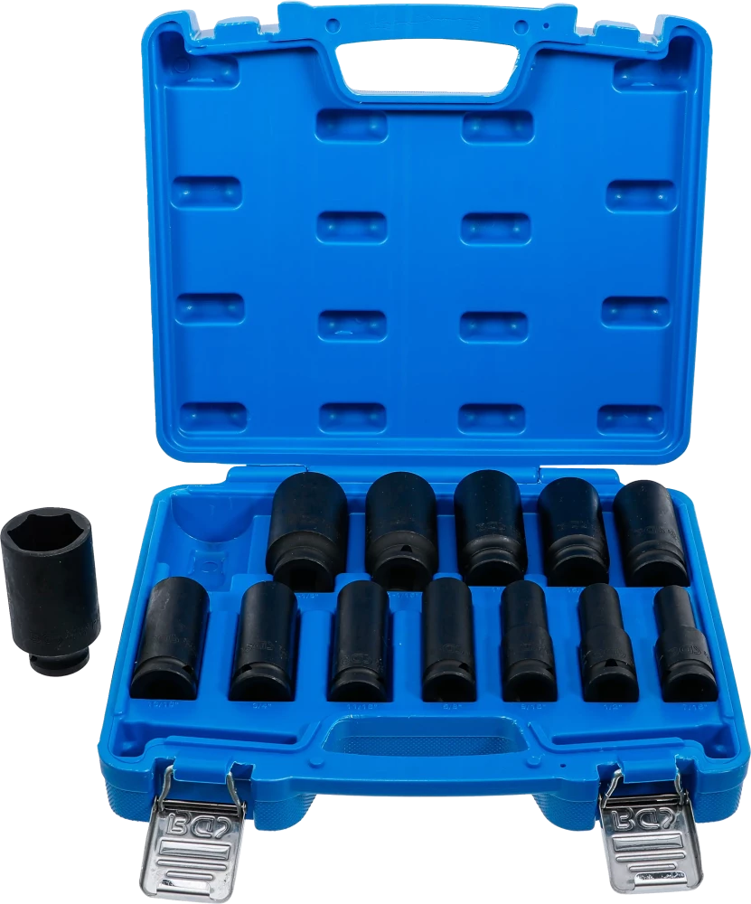 Kraft-Steckschlüssel-Einsatz-Satz Sechskant, tief, Antrieb Innenvierkant 12,5 mm (1/2"), Zollgrößen, 13-tlg.