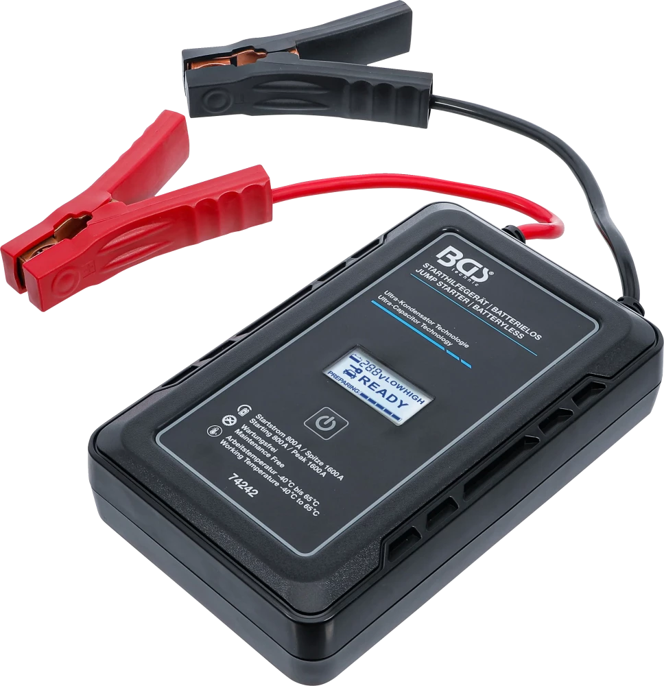 Starthilfegerät, Batterielos, mit Ultra-Kondensator Technologie, 12 V / 800 A / 1600 A
