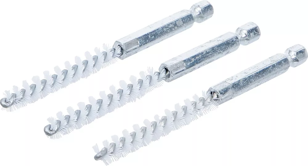 Nylonbürste, 8 mm, Antrieb Außensechskant 6,3 mm (1/4"), 3-tlg.