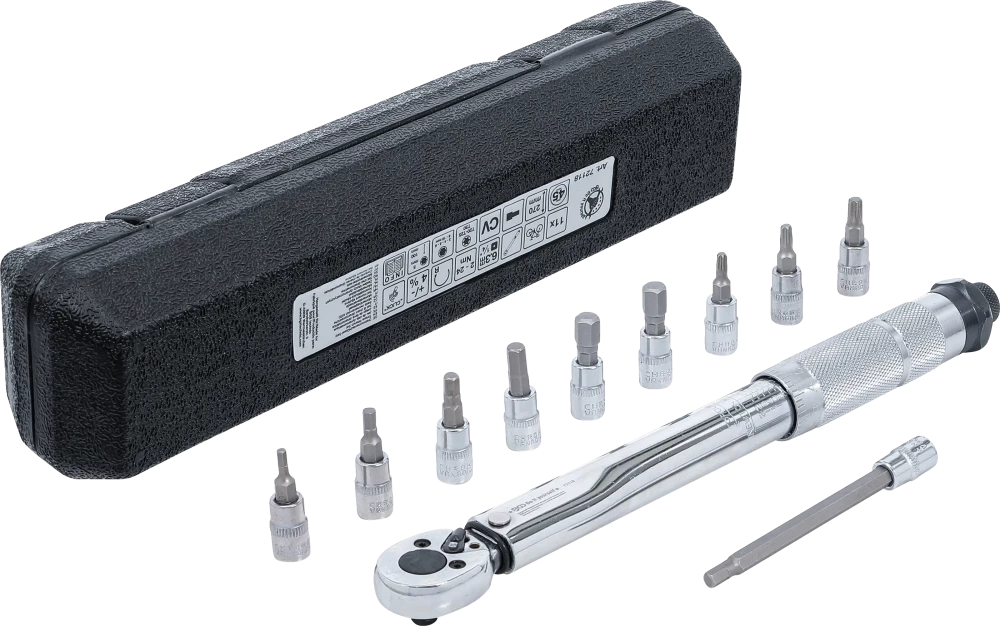 Drehmomentschlüssel-Satz, Abtrieb Außenvierkant 6,3 mm (1/4"), 2 - 24 Nm, 11-tlg.