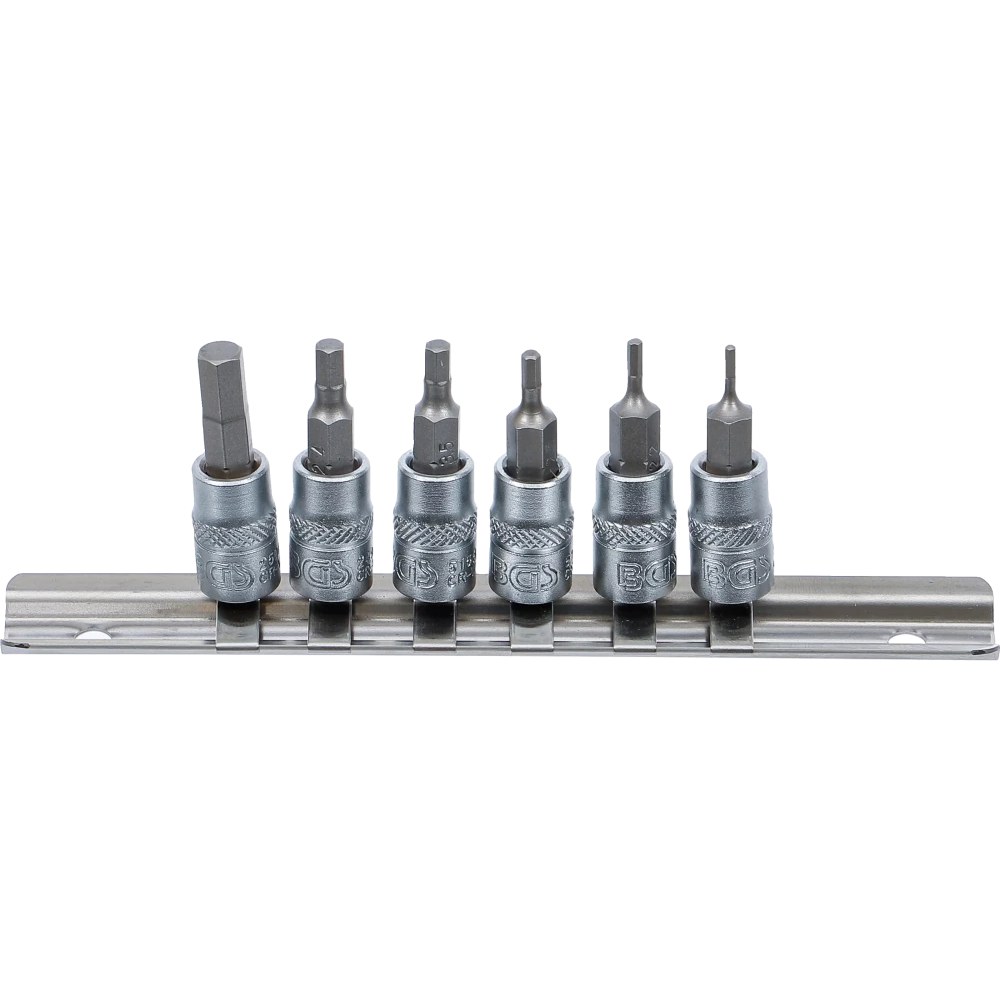Bit-Einsatz-Satz, Antrieb Innenvierkant 6,3 mm (1/4"), Innensechskant 1,5 - 6 mm, 6-tlg.