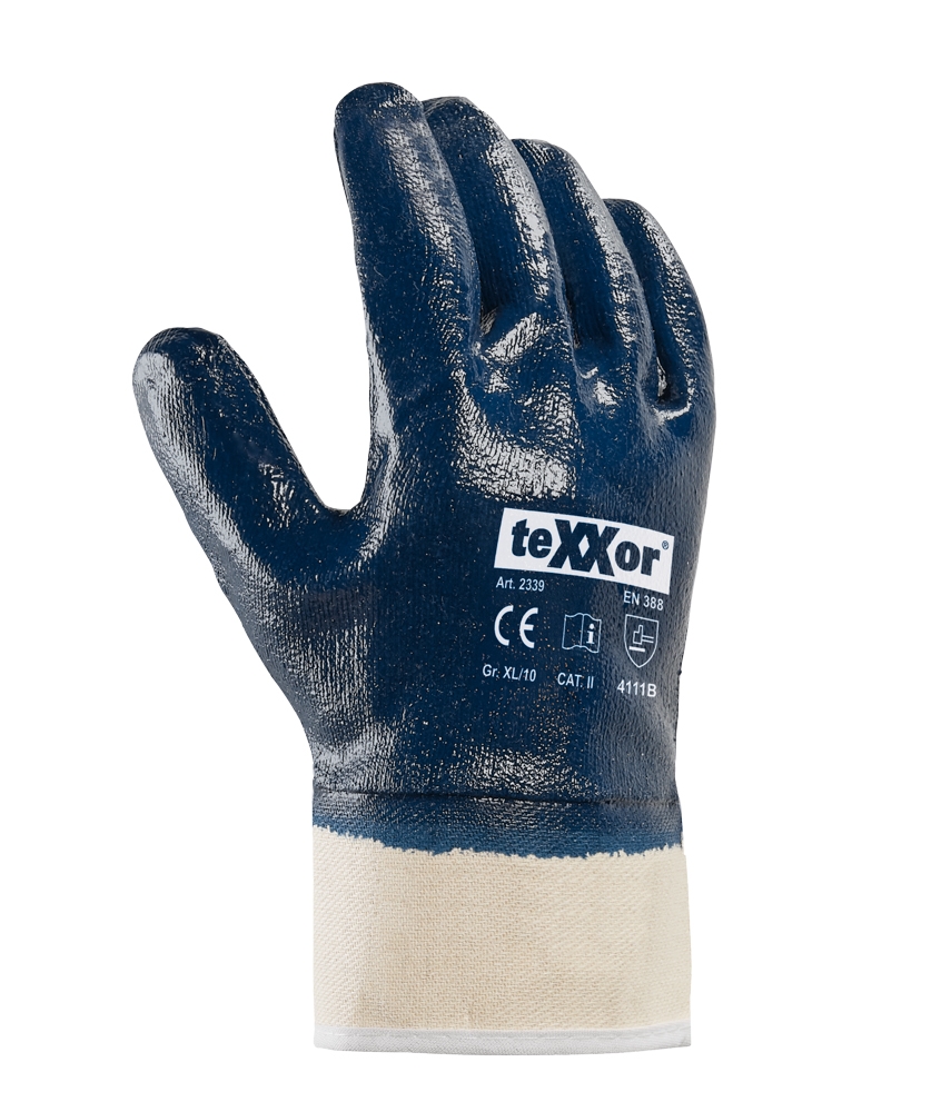 teXXor® Nitril-Handschuhe STULPE beige/blau