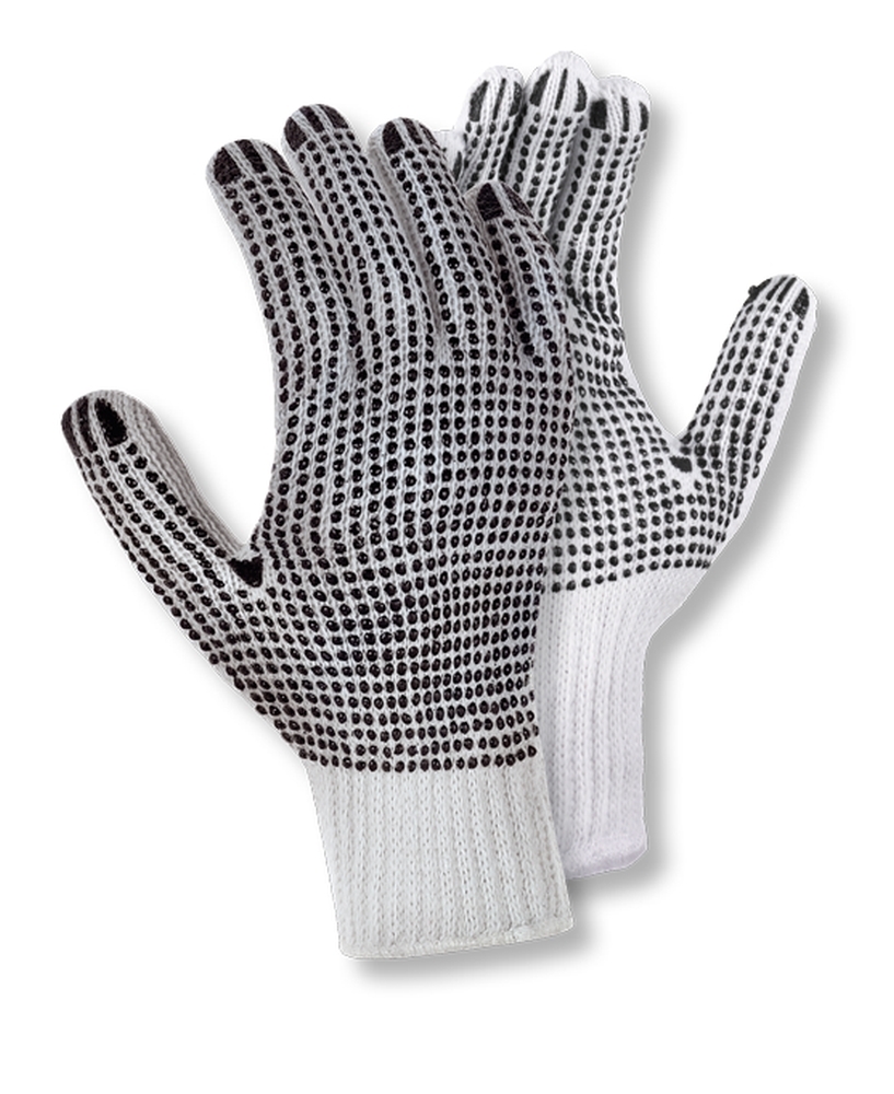 teXXor® Grobstrick-Handschuhe BAUMWOLLE/POLYESTER weiß/schwarze Noppen
