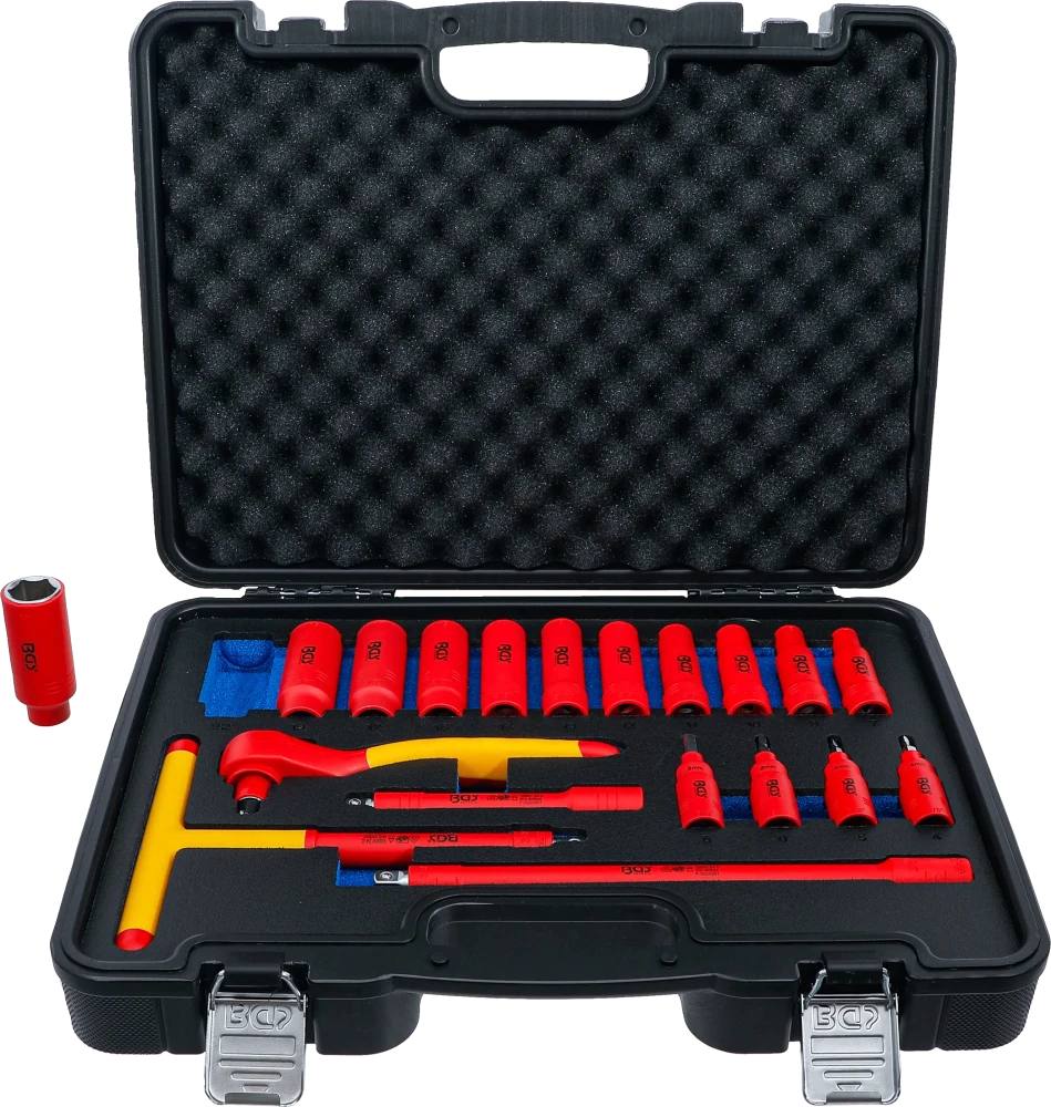 VDE-Steckschlüssel- und Bit-Einsatz-Satz, Antrieb Innenvierkant 10 mm (3/8"), 19-tlg.