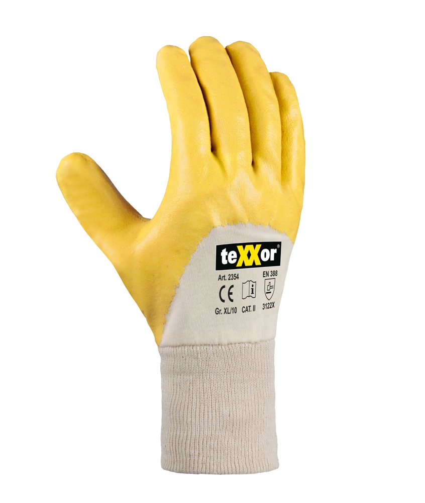 teXXor® Nitril-Handschuhe STRICKBUND gelb