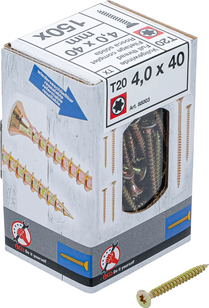 Mehrzweckschrauben, T-Profil (für Torx) T20, 4,0 x 40 mm, 150 Stück