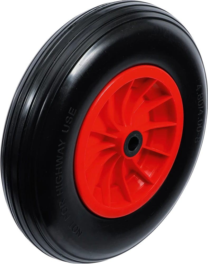 Schubkarrenrad, PU, rot/schwarz, 400 mm