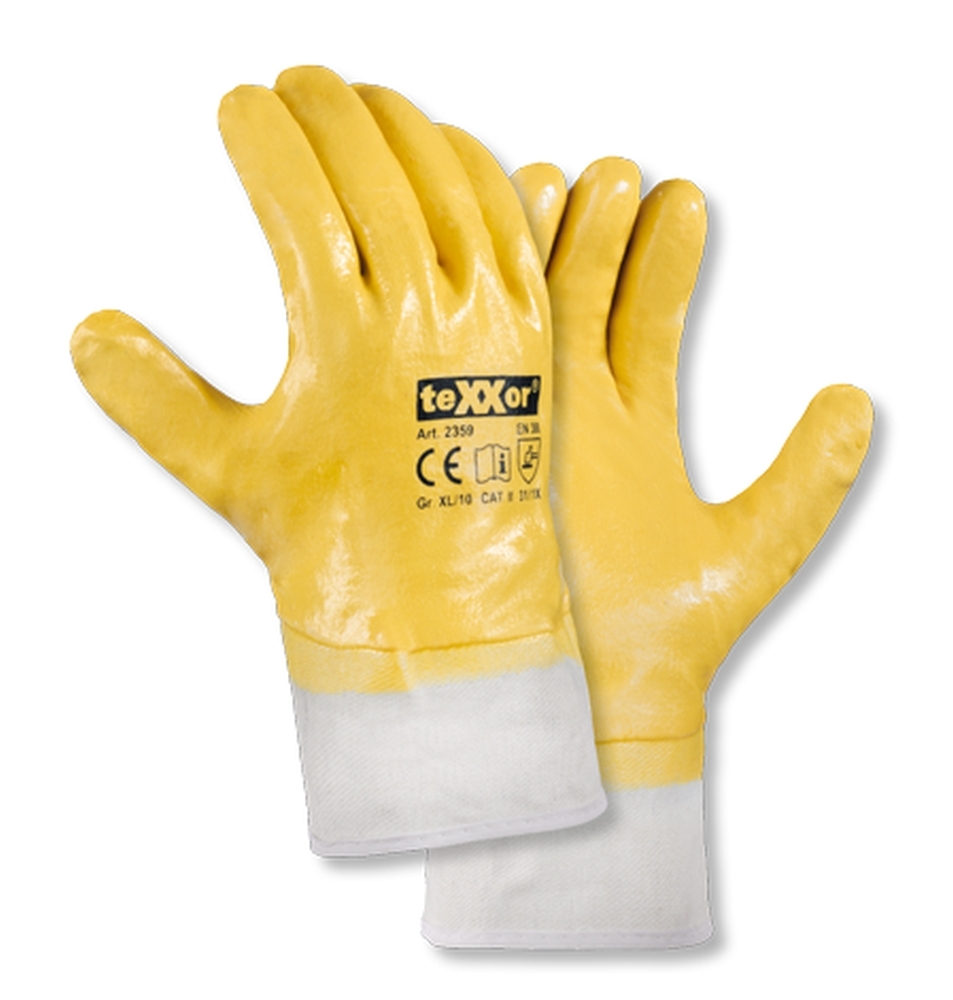 teXXor® Nitril-Handschuhe STULPE gelb/beige