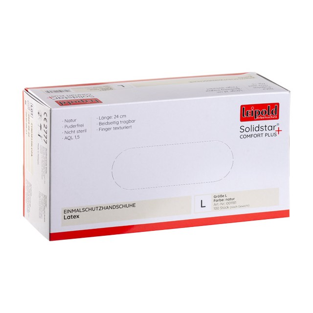 Solidstar® | COMFORT PLUS | Latex-Einmalschutzhandschuh | Länge: 24 cm