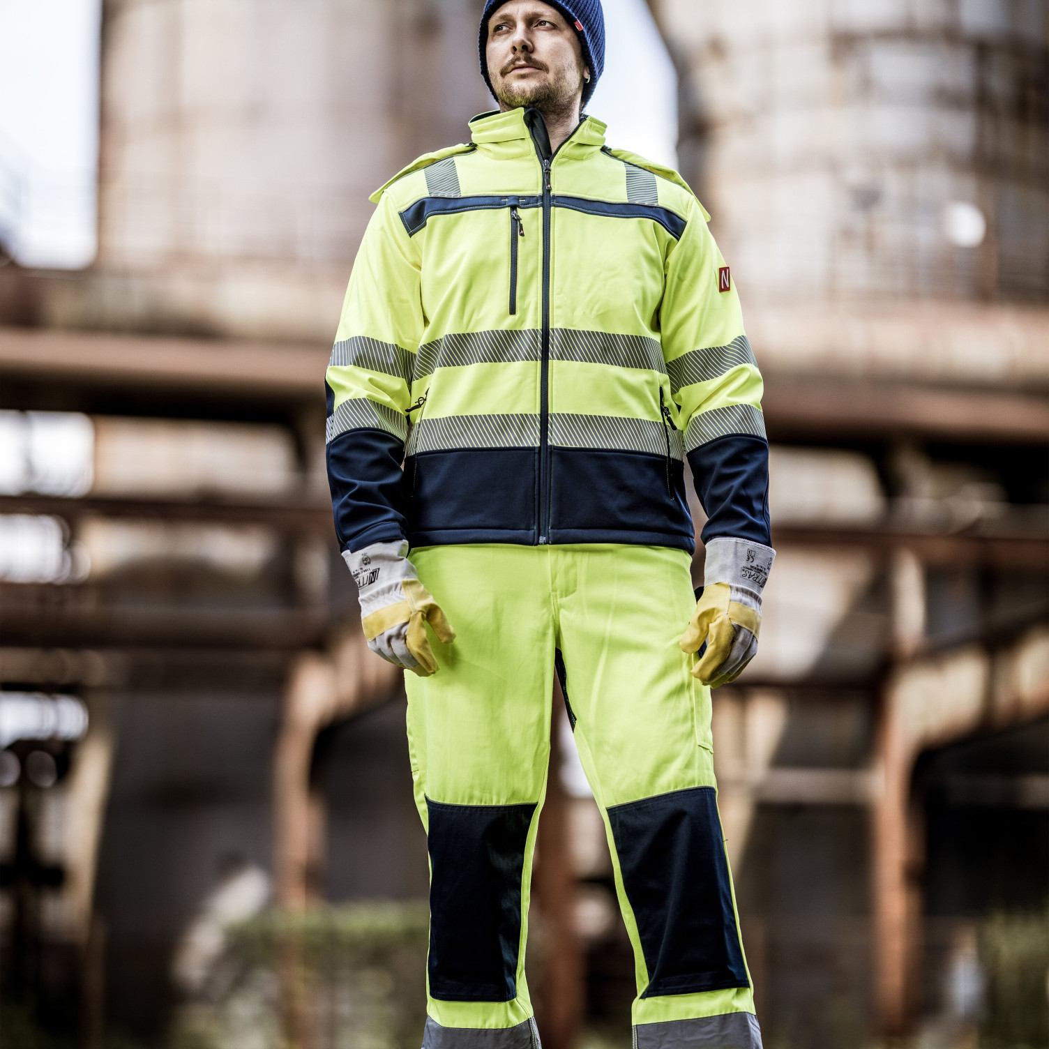 Kapuze MOTION TEX VIZ Warn-Softshelljacke