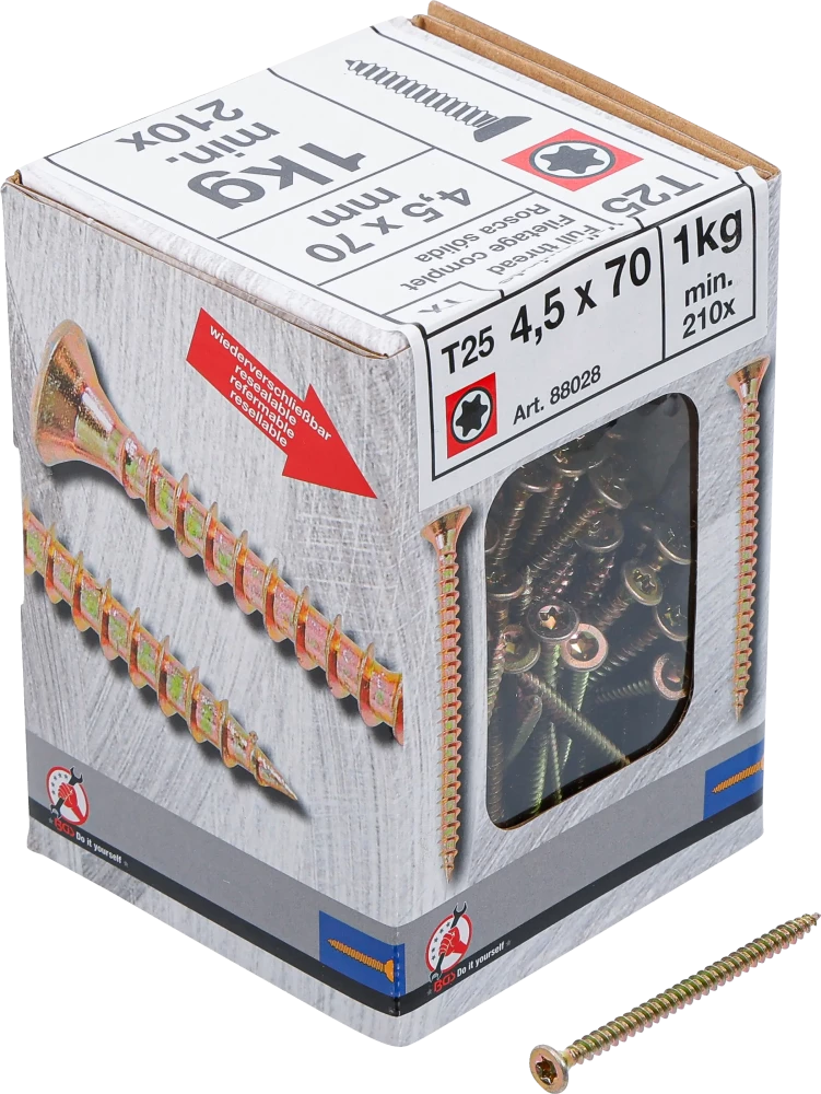 Mehrzweckschrauben, T-Profil ( für Torx) T20, 4,5 x 70 mm, 1 kg / 210 Stück
