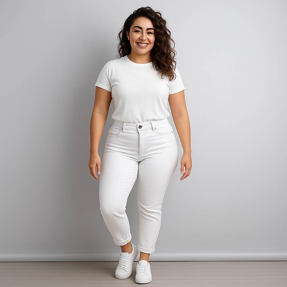 Damen Jeans "Curvy", white