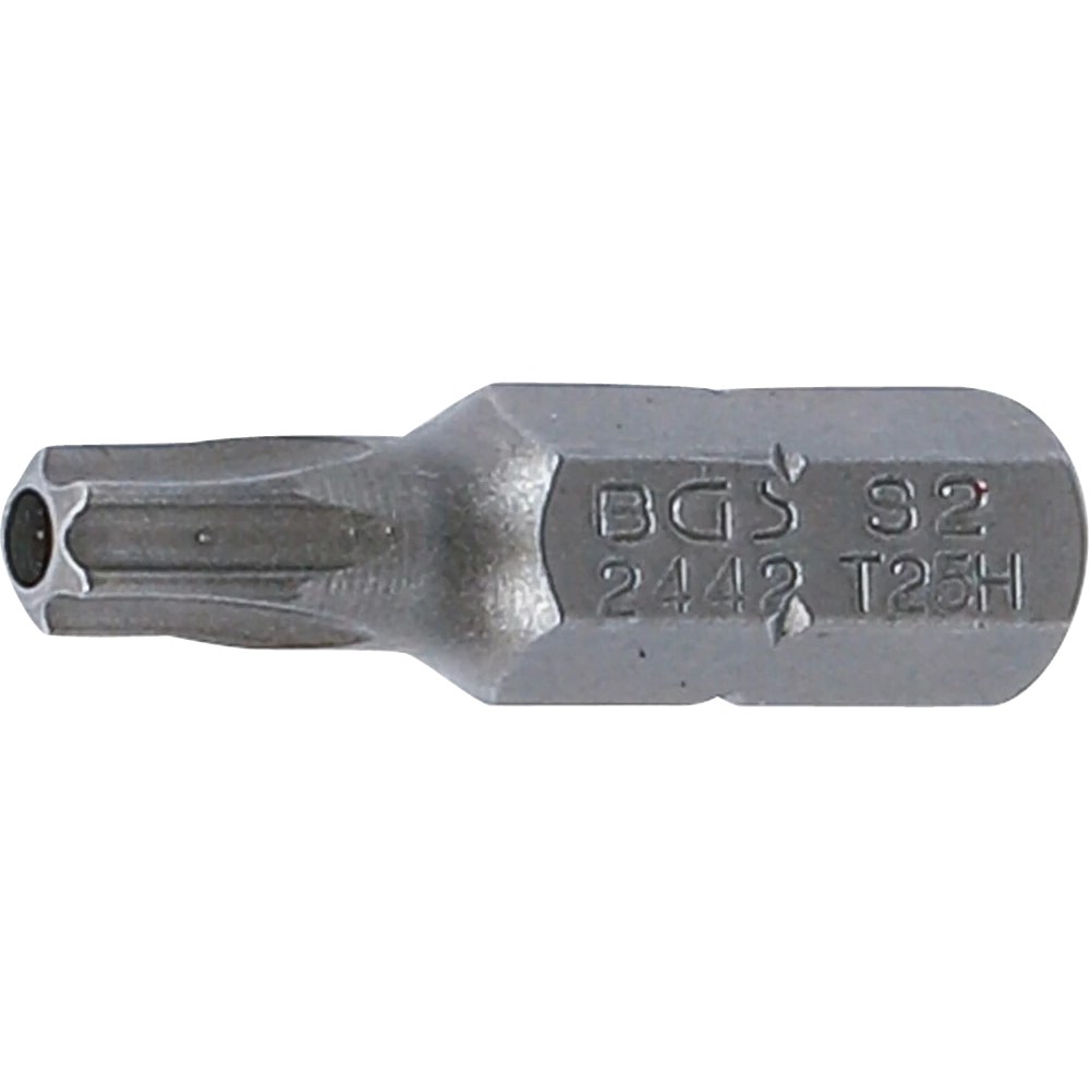 Bit, Länge 25 mm, Antrieb Außensechskant 6,3 mm (1/4"), T-Profil (für Torx) mit Bohrung T25