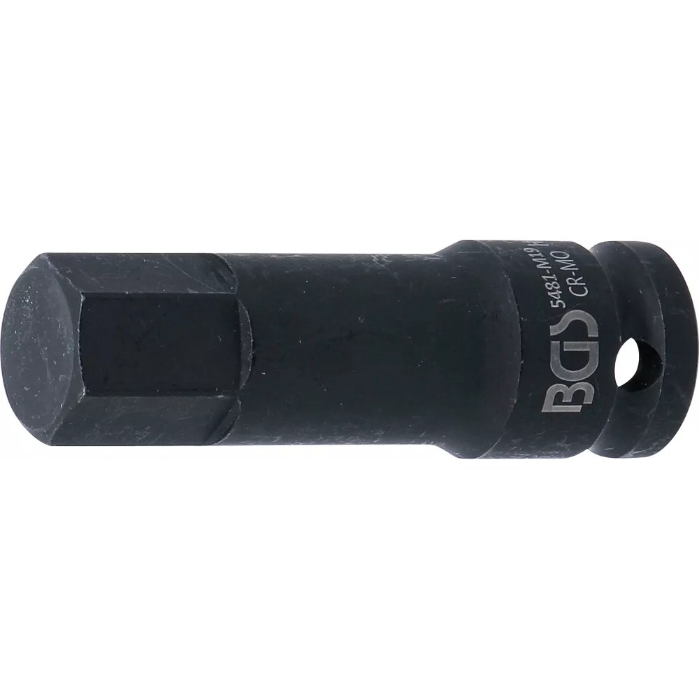 Kraft-Bit-Einsatz, Länge 75 mm, Antrieb Innenvierkant 12,5 mm (1/2"), Innensechskant 19 mm