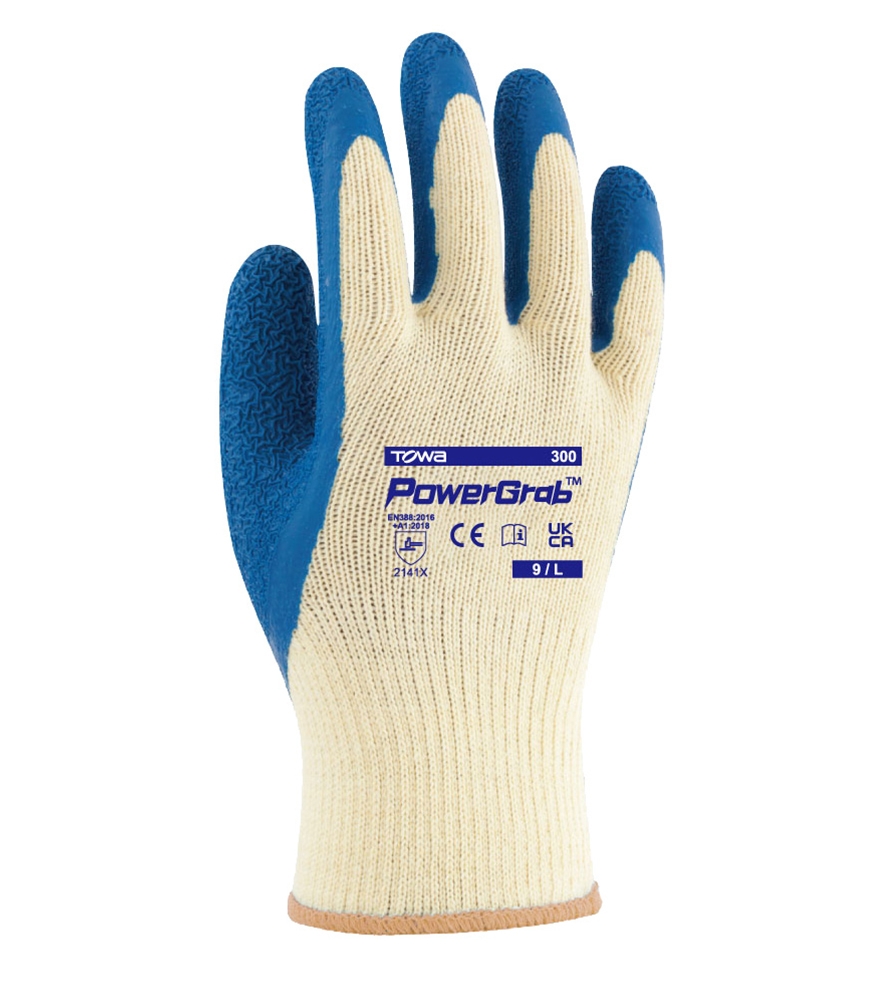 TOWA® Baumwoll-/Polyester-Strickhandschuhe PowerGrab® natur/blau