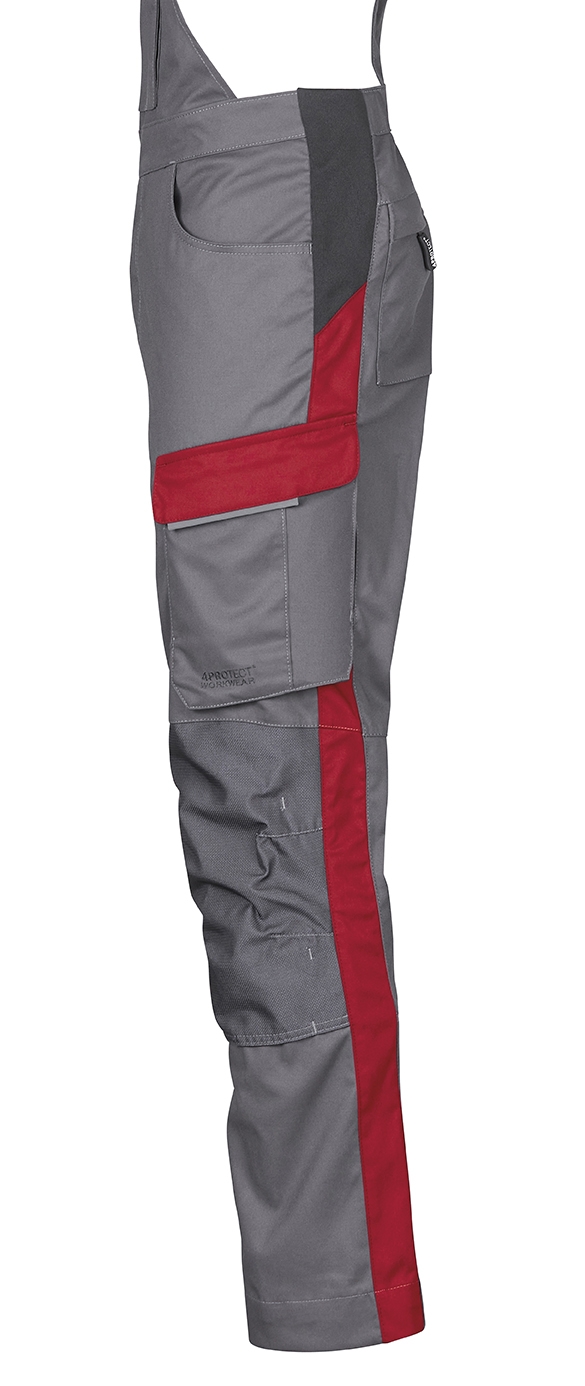 4PROTECT® Workwear Latzhose grau/rot