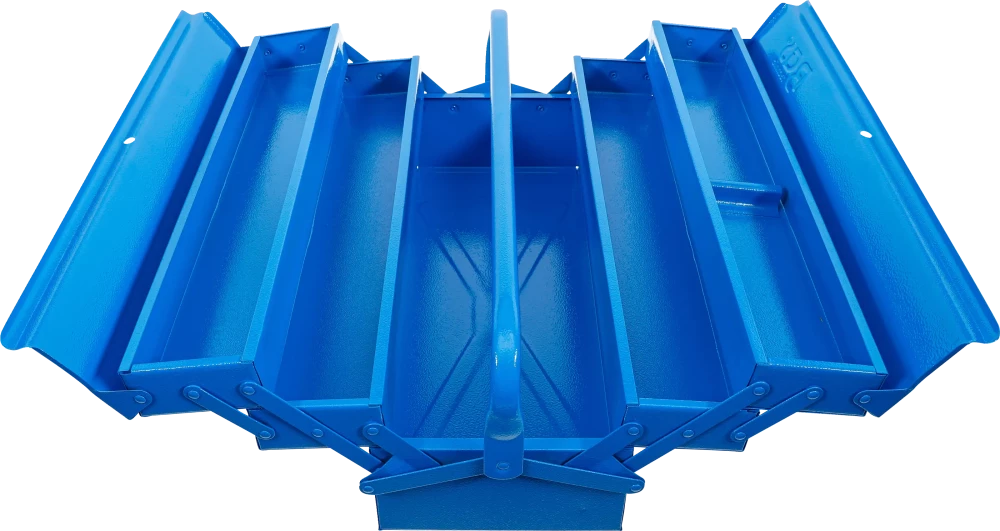 Metall-Werkzeugkasten, leer, 530 x 200 x 200 mm, 5 Fächer