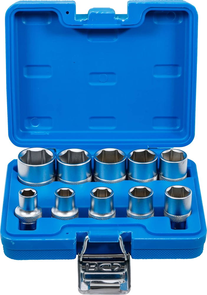 Steckschlüssel-Einsatz-Satz Sechskant, Antrieb Innenvierkant 12,5 mm (1/2"), Zollgrößen, 10-tlg.