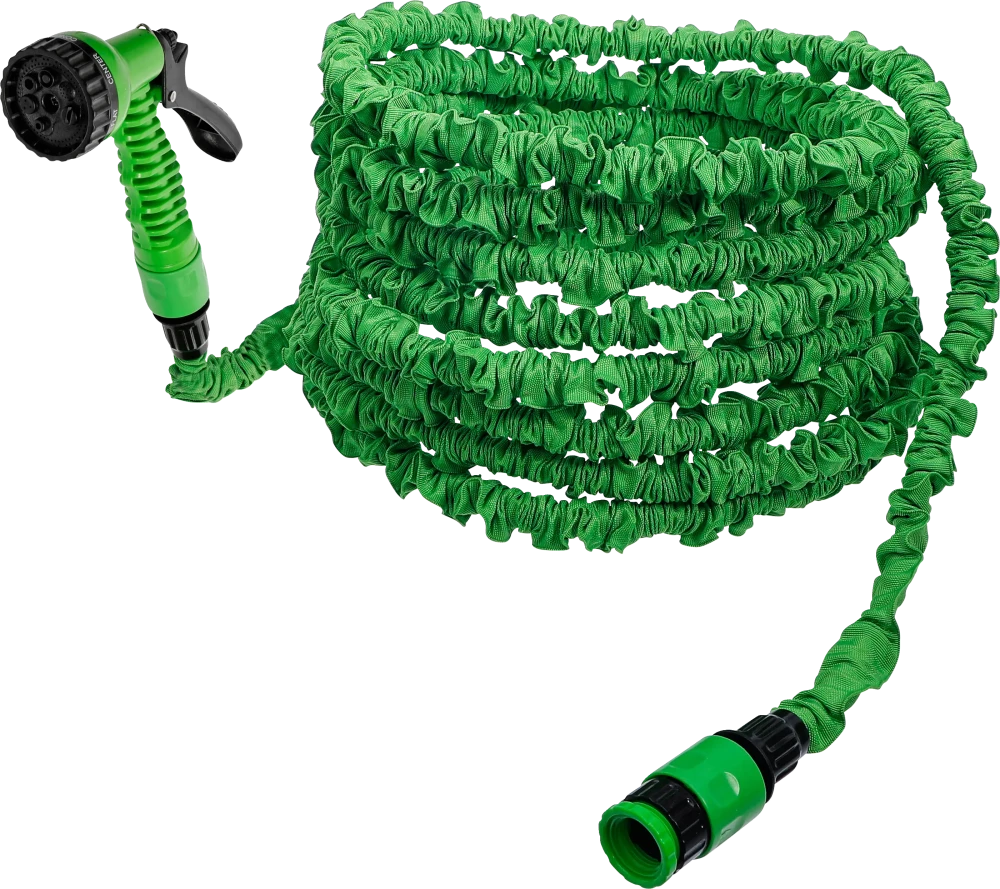 Wasserschlauch, Textil, flexibel, mit Garten-Handbrause mit 7 Funktionen, 7,5 - 22 m