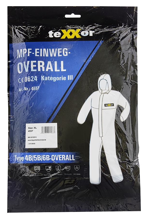 teXXor® MPF-Einweg-Overall Typ 4B weiß