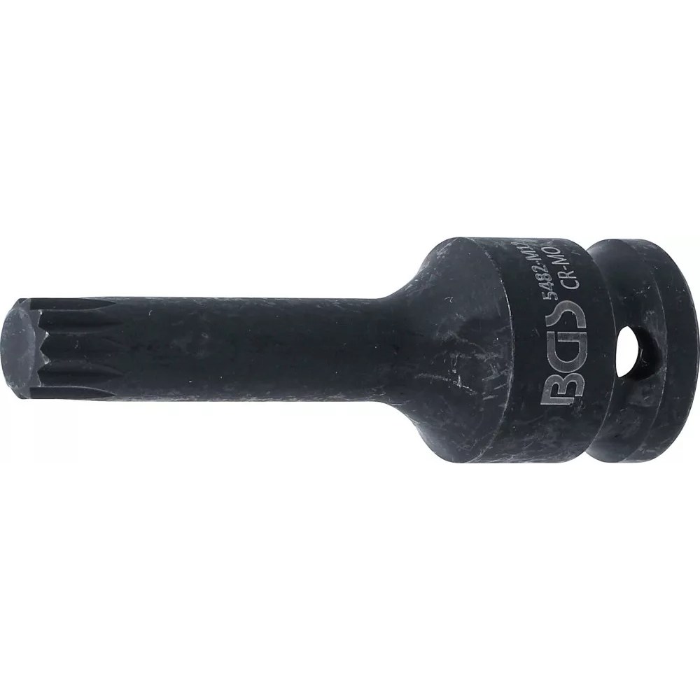 Kraft-Bit-Einsatz, Länge 75 mm, Antrieb Innenvierkant 12,5 mm (1/2"), Innenvielzahn (für XZN) M12
