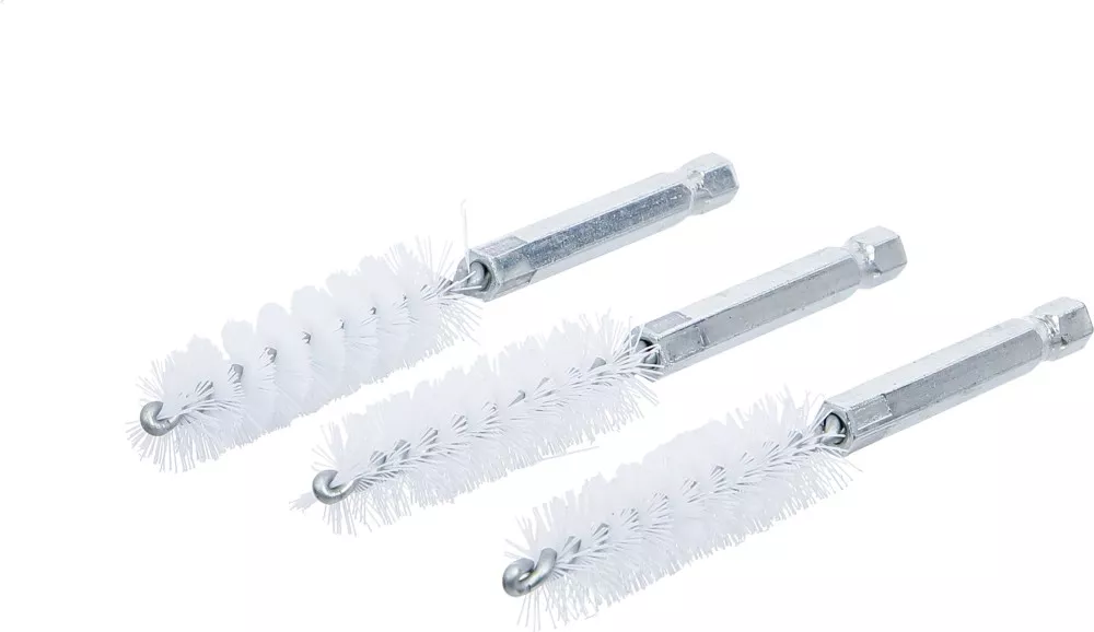 Nylonbürste, 14 mm, Antrieb Außensechskant 6,3 mm (1/4"), 3-tlg.