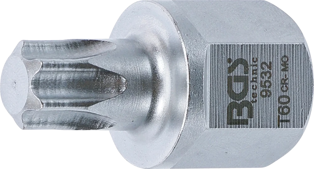 Keilrippenriemen-Bit-Einsatz, Antrieb Innenvierkant 12,5 mm (1/2"), Außensechskant SW 22 mm, T-Profil (für Torx) T60