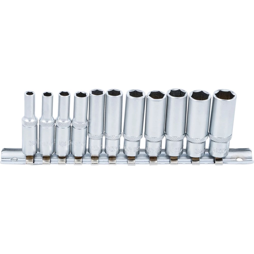 Steckschlüssel-Einsatz-Satz Sechskant, tief, Antrieb Innenvierkant 6,3 mm (1/4"), Zollgrößen, 11-tlg.
