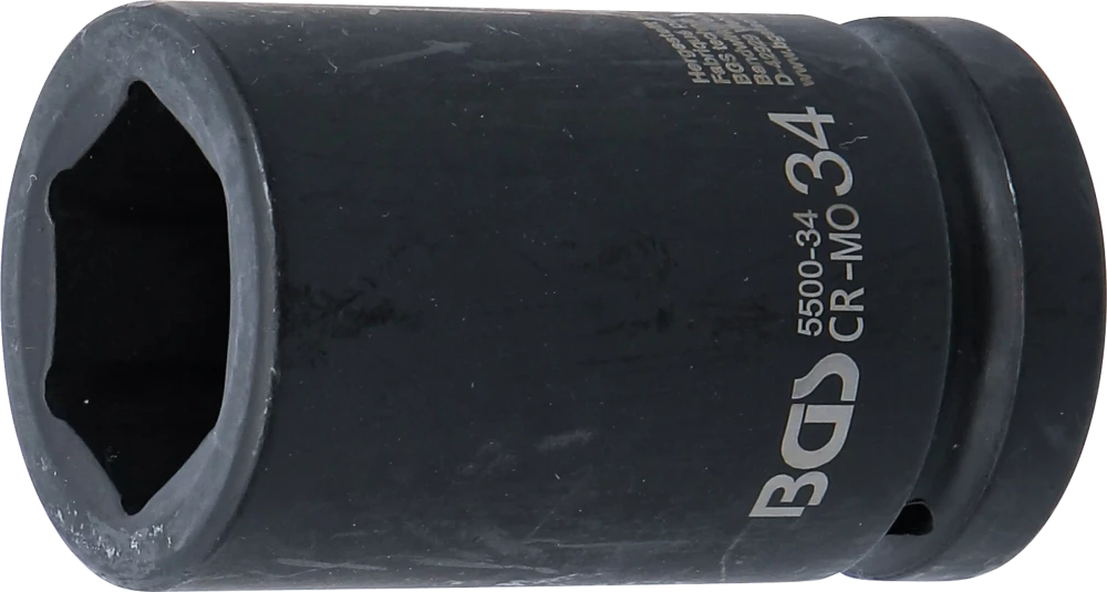 Kraft-Steckschlüssel-Einsatz Sechskant, tief, Antrieb Innenvierkant 25 mm (1"), SW 34 mm