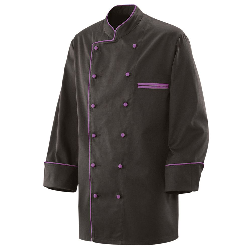 Kochjacke langarm, schwarz, Paspel