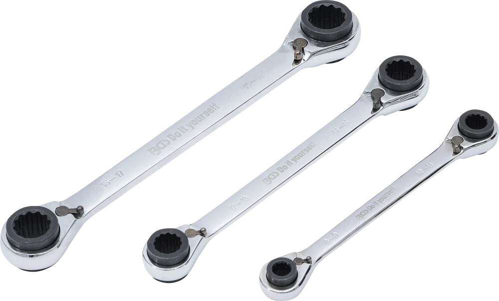 Ratschen-Ringschlüssel-Satz, 4-in-1, SW 8 x 9 - 18 x 19 mm