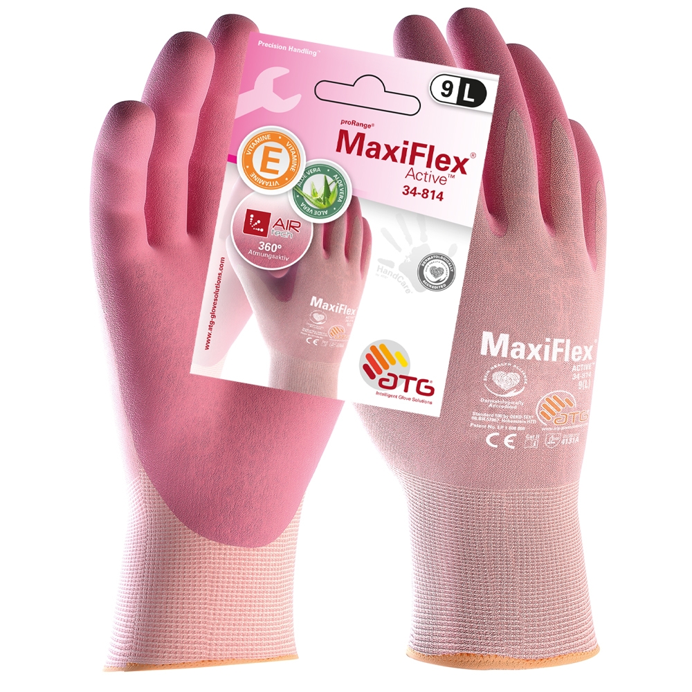 MaxiFlex® Active™Nylon-Strickhandschuhe (34-814 HCT) SB-Verp rosé/rosé