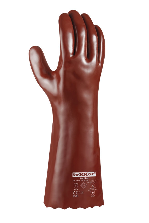 teXXor® Chemikalienschutz-Handschuhe PVC ROTBRAUN rotbraun